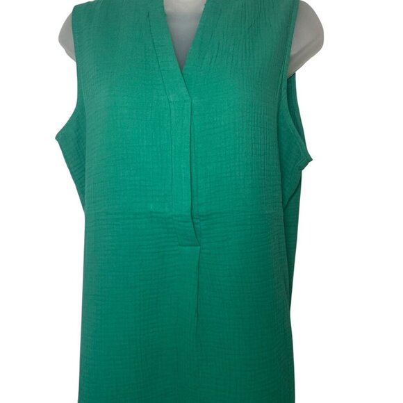 S’Edge Holland Dress Rainforest Green M NWT 100% Cotton Sleeveless Hi-Low Midi - Picture 6 of 7